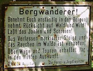 Achtung Bergwanderer - benehmt euch anständig in den Bergen