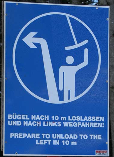 Skilift - Bügel nach 10 m LOSLASSEN und nach links wegfahren - prepare to unload to the left in 10 m