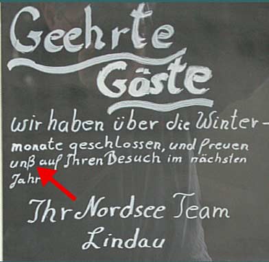 Der Tim vom Nordsee Team verabschiedet sich mit sicherem Gespür für englische und deutsche Rechtschreibung von seinen Kunden