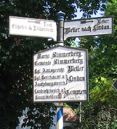 Alter Wegweiser - Gußeisen - historischer Wegweiser Simmerberg 2007 - 2014