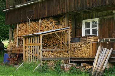 Viel Holz vor der Hütte - Stiefenhofen 500 m nach dem Ortsausgang Richtung Oberstaufen