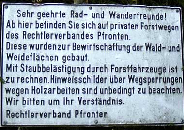 Amerikanische Verhältnisse, was nicht verboten ist, kann verklagt werden - Imberg Rundweg Alpe Remmeleck