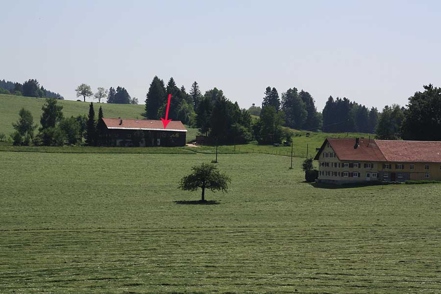 Stiefenhofen - Hofuhr an einer Wiese