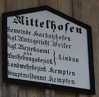 Ortsschild von Mittelhofen - Stiefenhofen