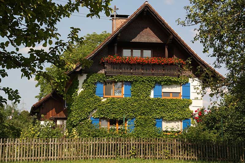 Allgäuer Bauernhof - Ein traditioneller Milchviehbetrieb (siehe Milchkannen) mit Bauerngarten