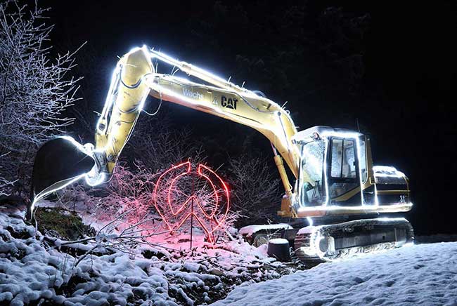 Weihnachtsbagger Allgäu 2017 - herrliche beleuchtet