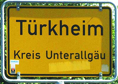 Ortsschild Türkheim - im Unterallgäu