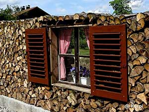 Holzstapel in Ob bei Rettenbach am Auerbach von Gerd Birmelin 2016 gesehen