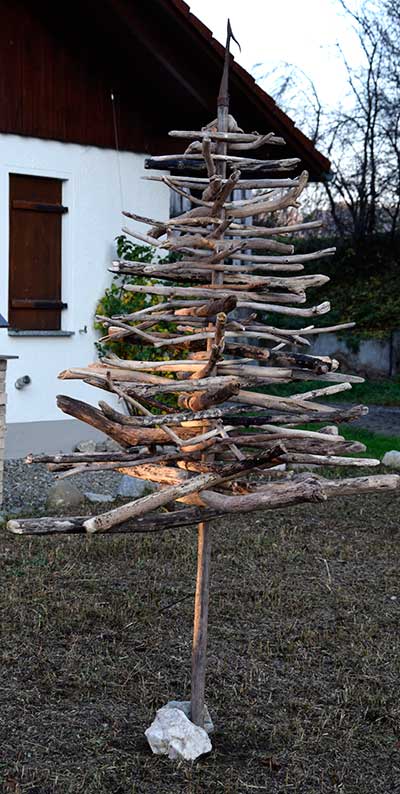 Restholz aus dem Wald - ergibt einen Weihnachtsbaum ohne Nadeln