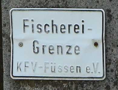 Fischereigrenze KFV Füssen e.v. - weiterschwimmen verboten