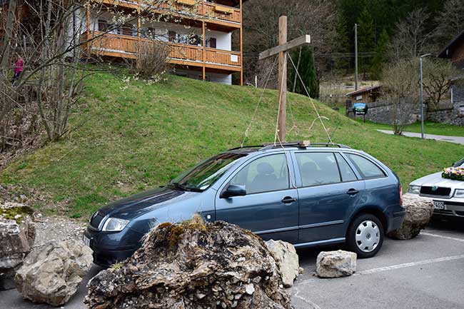 Hochzeit Streich mit dem Auto vom Pfarrer, Hinang, Bad Hindelang 2018