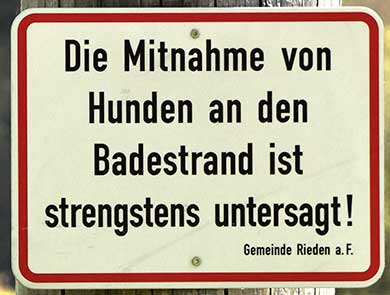 Badeverbot für Hunde am Campingplatz Seeweg in Tiefental bei Dietringen 2018