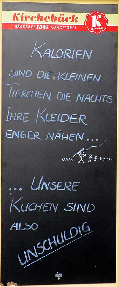 Kirchebäck Bad Hindelang - Kalorien sind kleine Tierchen, der Kucheh hat damit NICHTS zu tun - Kirchebeck Bad Hindelang 