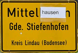 2018 - 1.Mai Nacht Scherz - Ort Stiefenhofen wird umbenannt - hier Ortsteil Mittelhausen