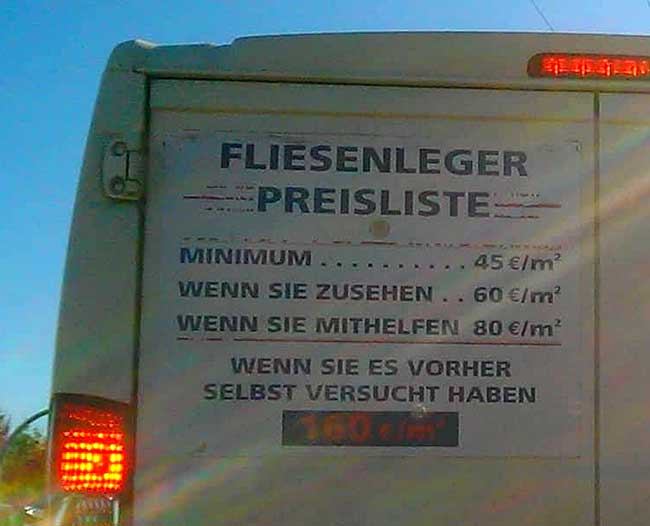 Fliesenleger Preisliste Allgäu