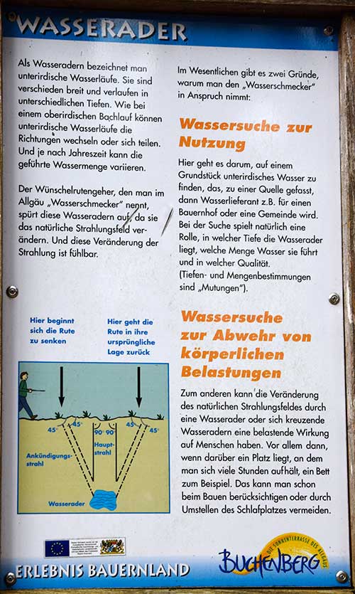 Wünschelrutengänger Wasserschmecker in Buchenberg - diese Strahlen sind bisher wissenschaftlich NICHT nachgewiesen oder erklärt worden