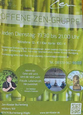 Zen Kurse 2019 zu 12 Euro an jedem Dienstag