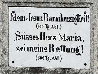 100 Tage Ablass gibt es für das Gebet "Mein Jesus , Barmherzigkeit! 300 Tage Ablasshandel für "Süsses Herz Maria, sei meine Rettung!