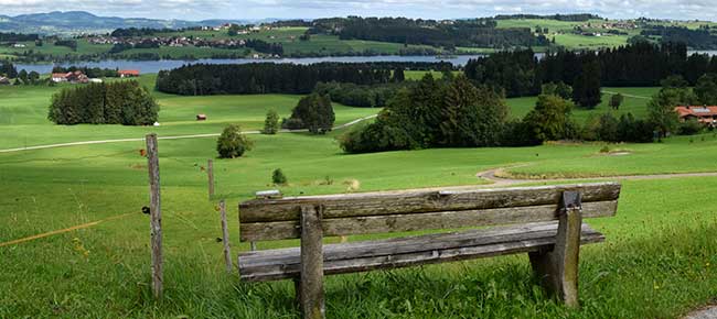 Wanderbank mit Blick auf den Rottachsee