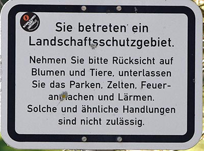 Landschaftsschutgebiet - Parken, Zelten Feueranmachen, Campen sind verboten!