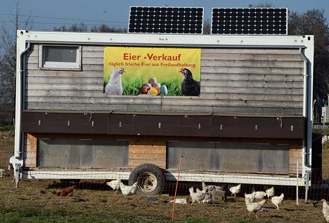 der fahrbare Stall für echte Bodeneier in Laubers 8 Sontheim