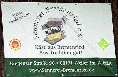 Sennerei Bremenried Westallgäu - Schild ist an Altenburg (Weiler) 2019