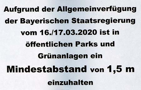 Grünanlagen - Covid 19 - Mindestabstand 1,5 m -> Lindenberg 2020