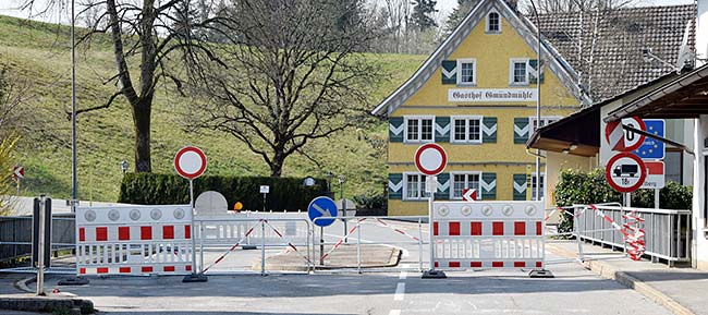 Grenzübergang Niederstaufen - Hohenweiler - Corona Sperre 2020