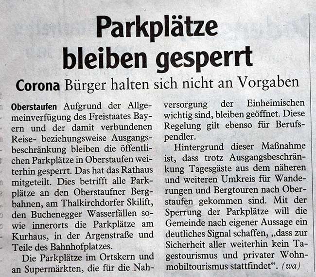 Herzlichen Dank an die Allgäuer Zeitung Frau Sabine Höchtl, Leiterin Redaktionsbüro, für die Ausnahmegenehmigung der Veröffentlichung eines Zeitungsartikels an dieser Stelle.