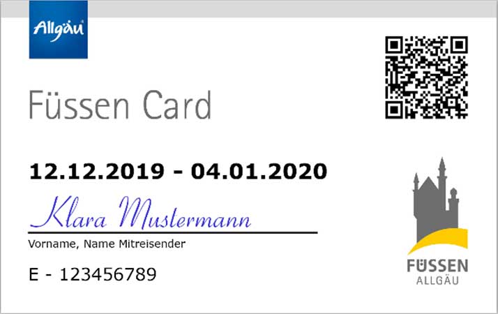K. Mustermann heisst wirklich Klara Mustermann und hat Füssen im Allgäu besucht - hier der Beweis mit der Füssen Card 2020
