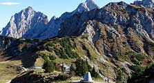 Panorama Alpenhauptkamm Allgäu - Blick auf das Füssener Jöchle mit den Gipfeln vom Ostallgäu und den Tannheimer Bergen