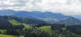 Panorama Alpenhauptkamm Allgäu - Blick von derHomepessen Alpe auf den Alpenhauptkamm Westallgäu und Schweiz