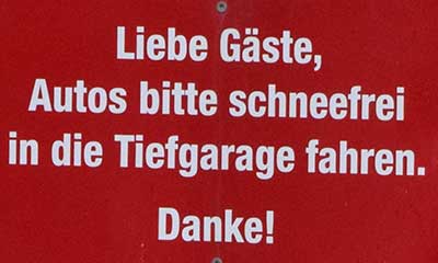 Nach Schneefall das Auto bequem in der Tiefgarage abtauen - geht gar nicht bei den IFA Hotel Alpenrose im KWT 2020