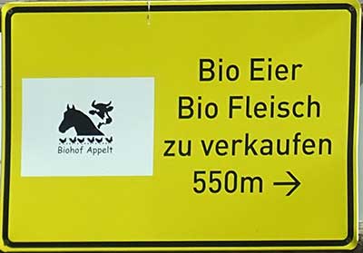 Bio Ortseingangstafel in Happareute (Röthenbach)