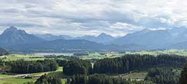Panorama Alpenhauptkamm Allgäu - Blick von der Alpe Beichelstein (Seeg) auf die Ostallgäuer Alpen