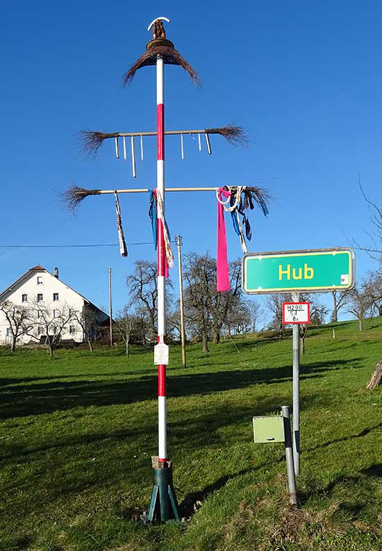 Der Huber Narrenbaum mit Besen und Windspiel - Wangen 2020