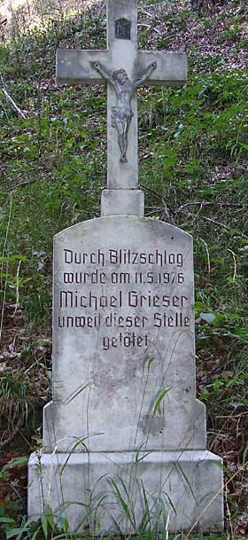 Gedenkstein für Michael Giesser, vom Blitz erschlagenen