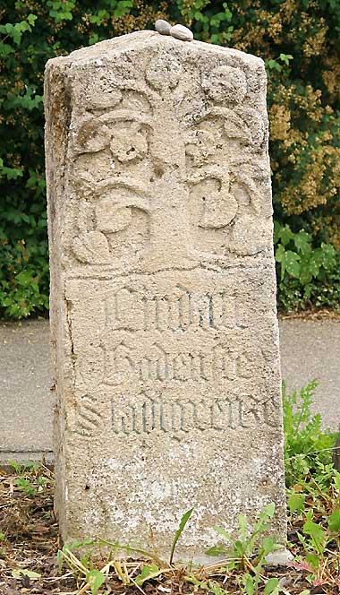 Inschrift: Lindau Bodensee Stadtgrenze - Ehemalige Stadtgrenze Lindau Reutin (2008)
