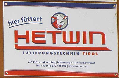 Hetwin Fütterungstechnik aus Tirol - Heimenkirch 2018